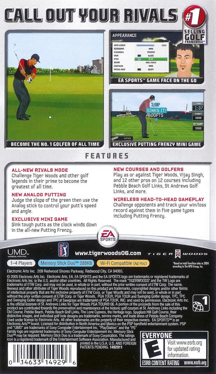 Tiger Woods PGA Tour 06 box back