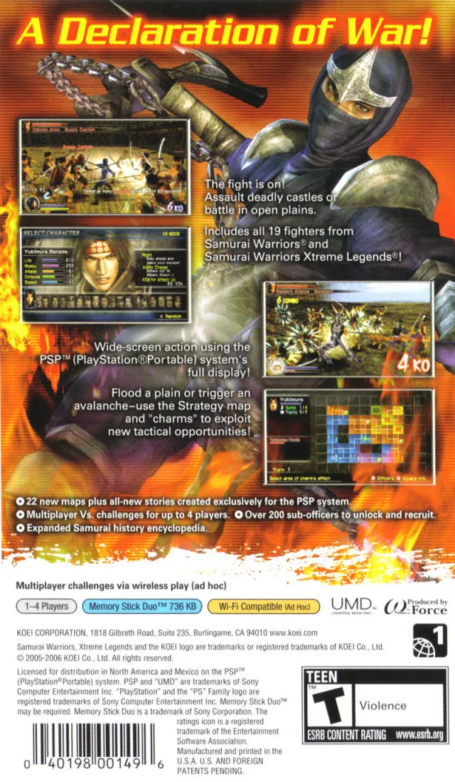 Samurai Warriors: State of War box back