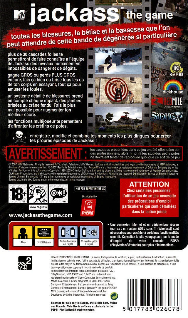 Jackass: The Game box back
