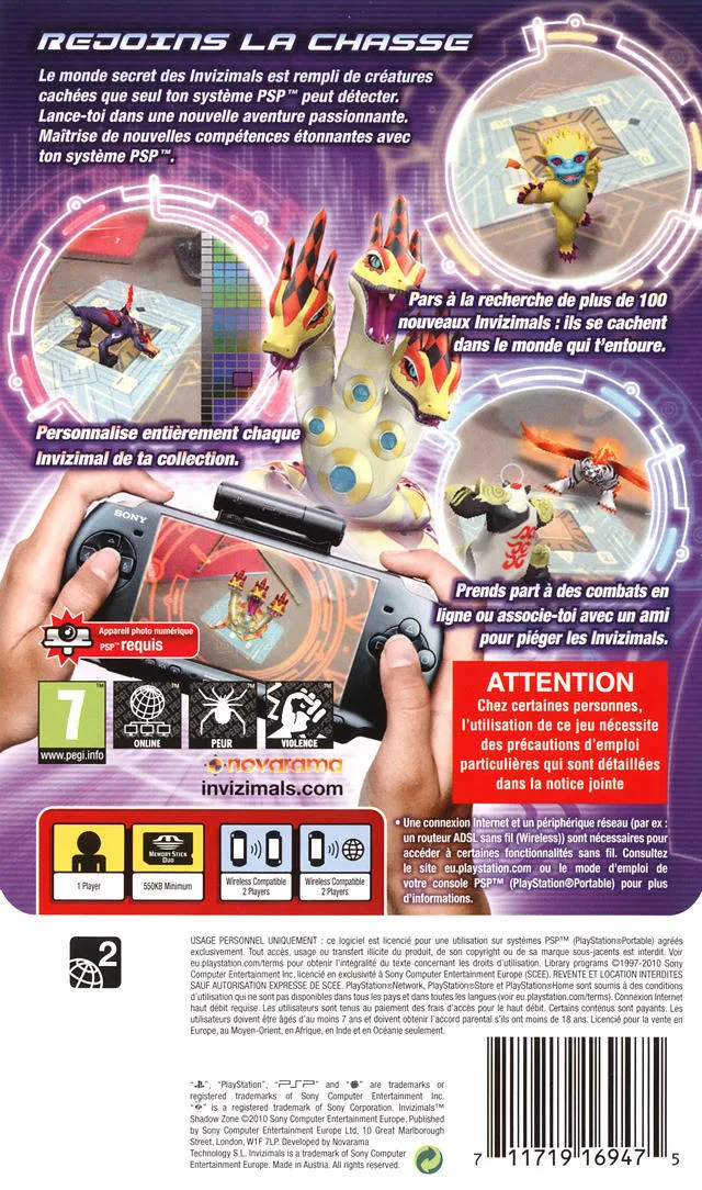 Invizimals: Shadow Zone box back
