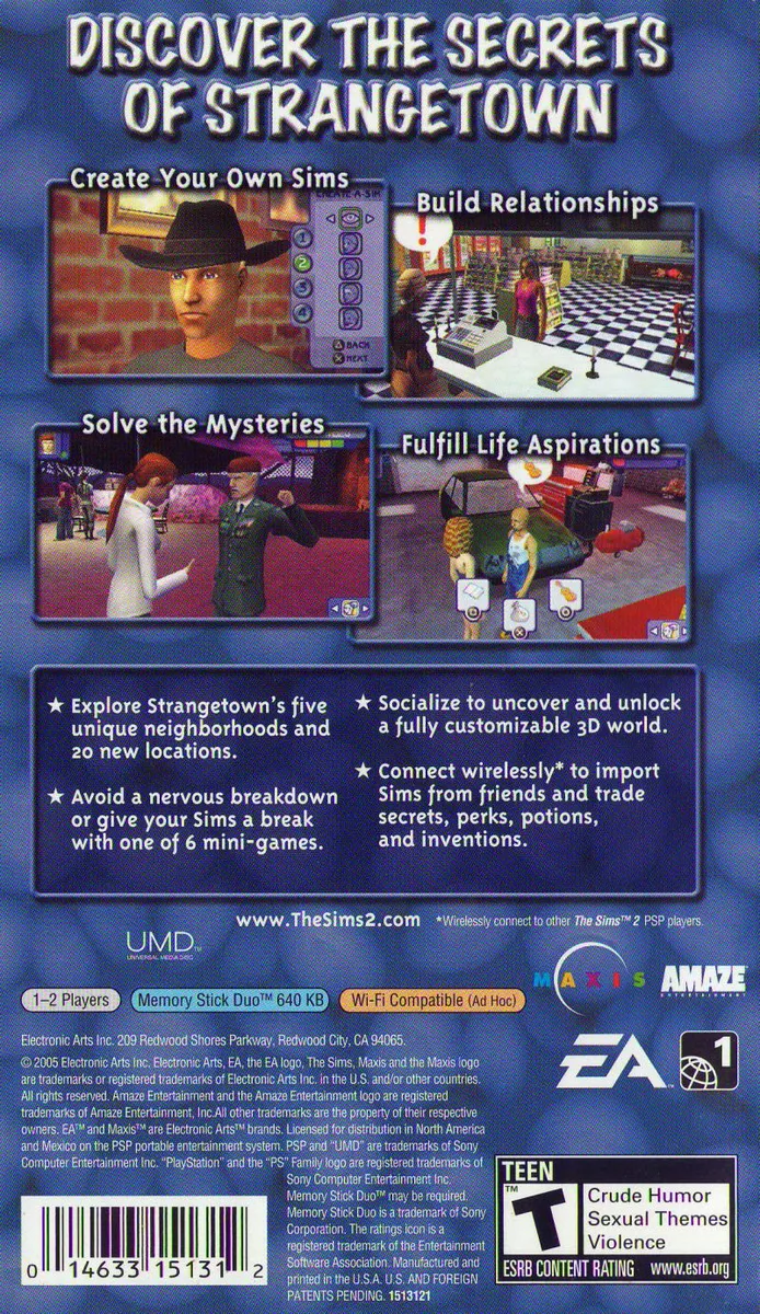 The Sims 2 box back