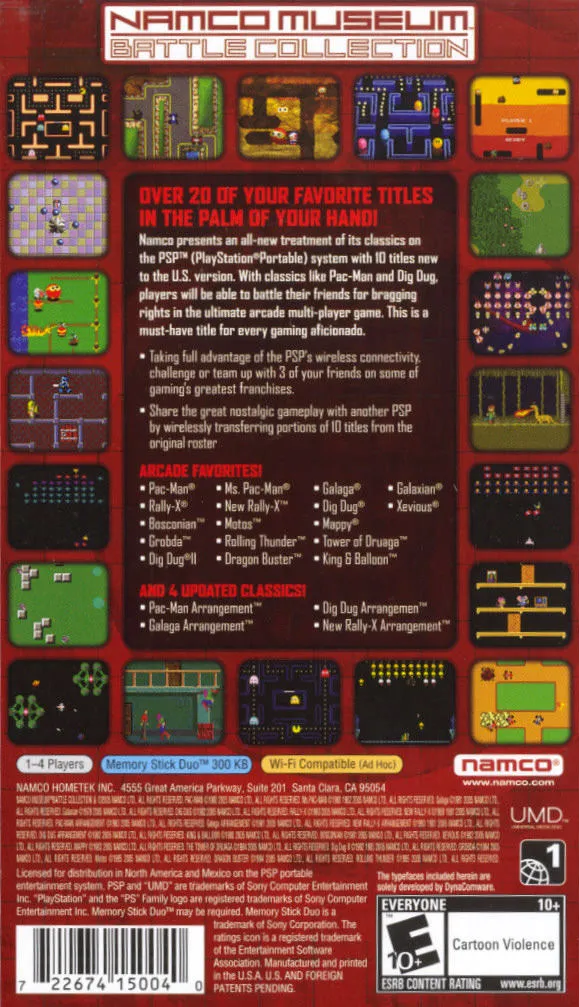 Namco Museum: Battle Collection box back