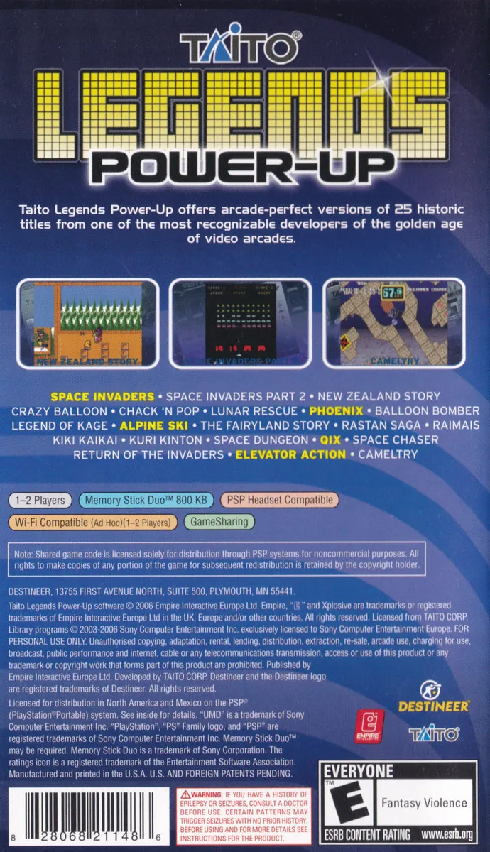 Taito Legends: Power Up box back