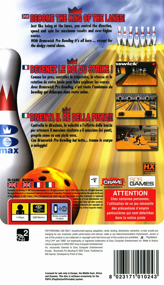 Brunswick Pro Bowling box back