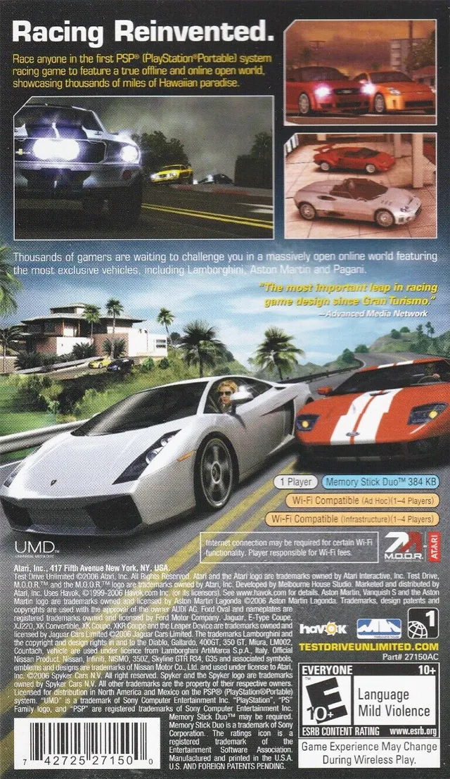Test Drive Unlimited box back