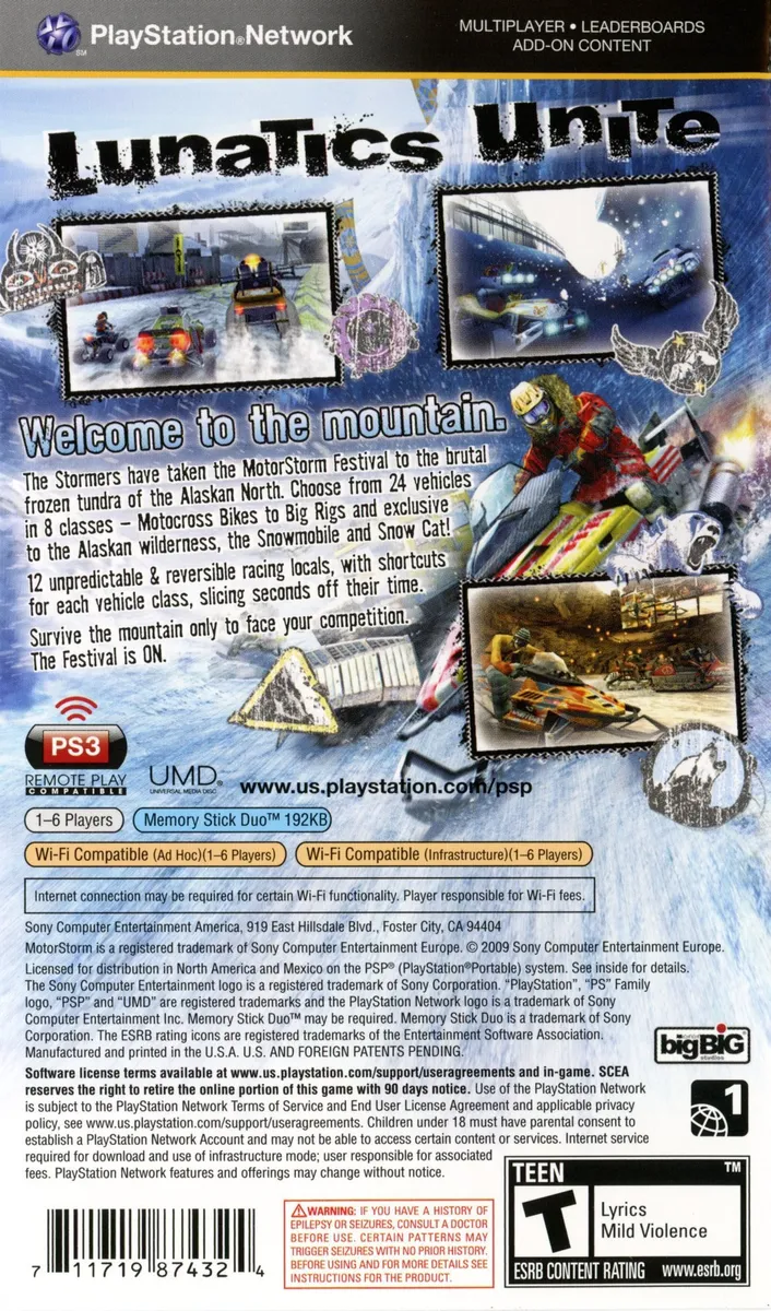MotorStorm: Arctic Edge box back