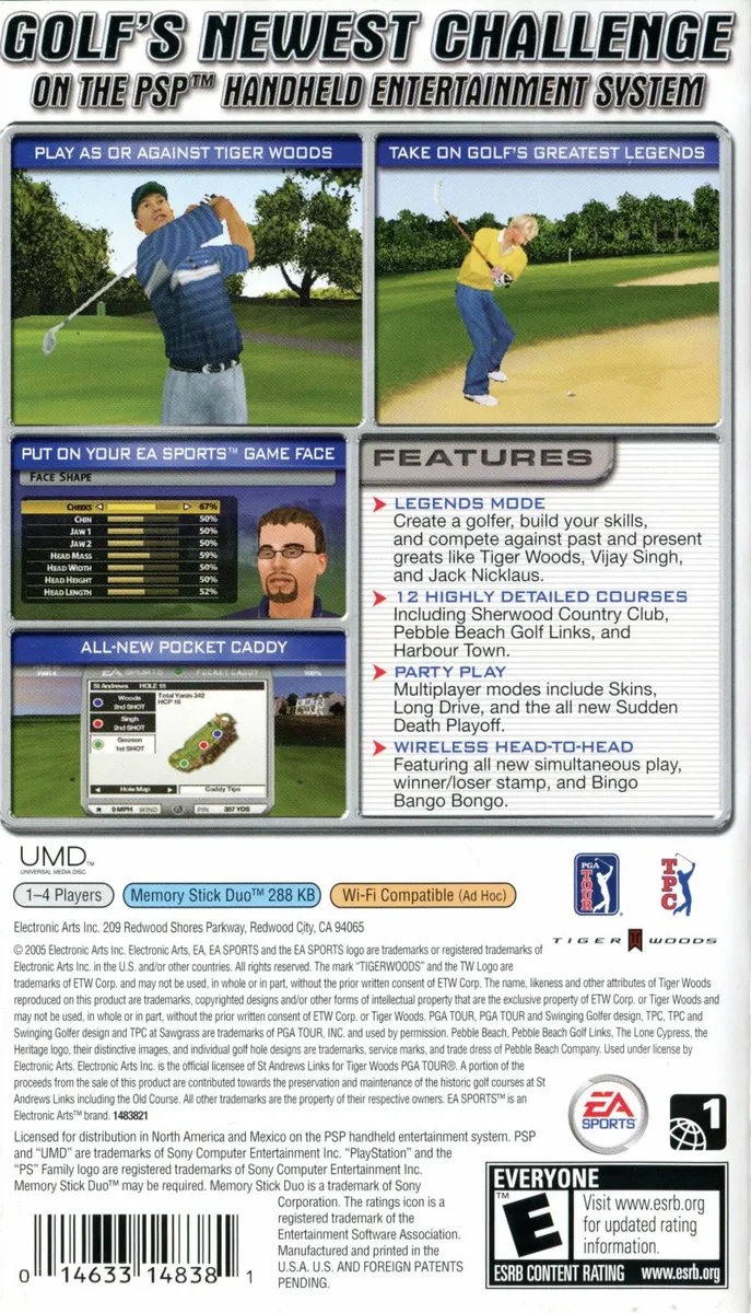 Tiger Woods PGA Tour box back