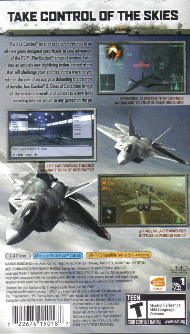 Ace Combat X: Skies of Deception box back