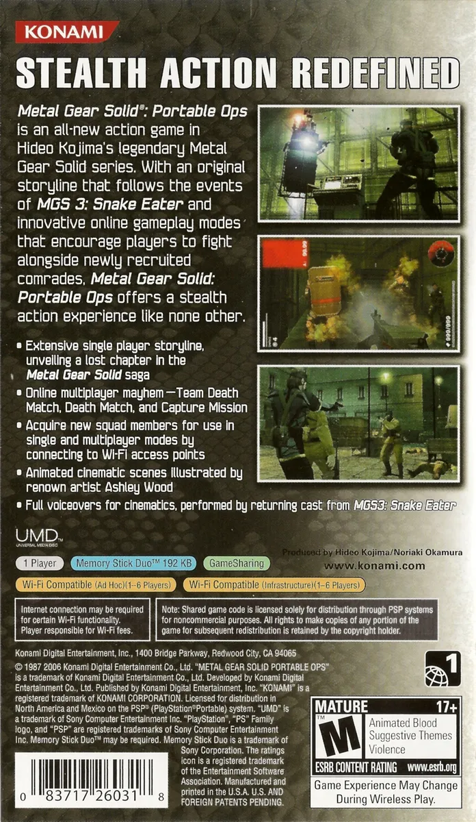Metal Gear Solid: Portable Ops box back