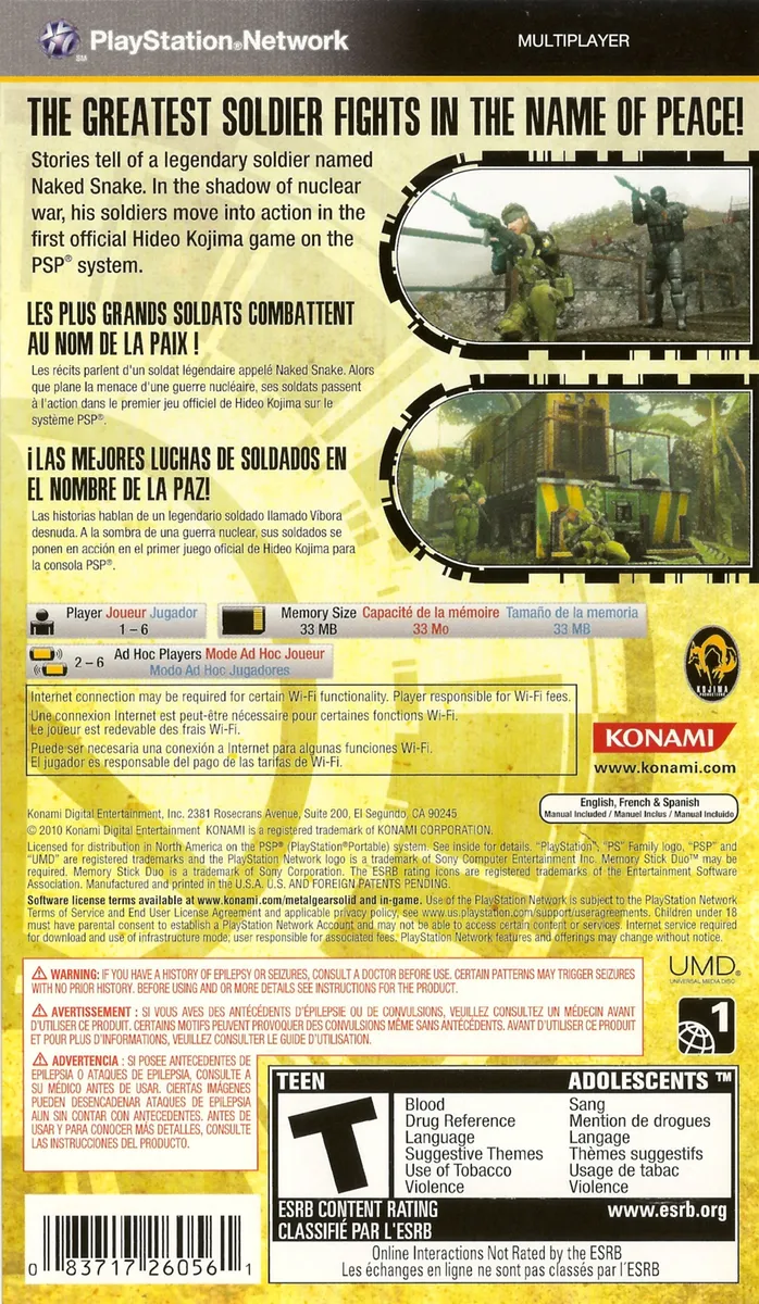 Metal Gear Solid: Peace Walker box back
