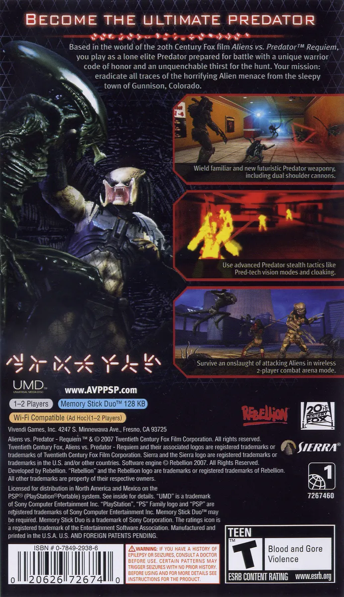 Aliens vs. Predator: Requiem box back