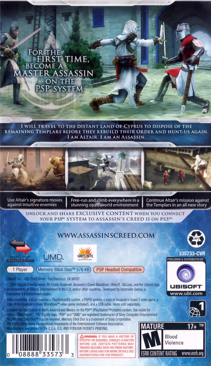 Assassin's Creed: Bloodlines box back