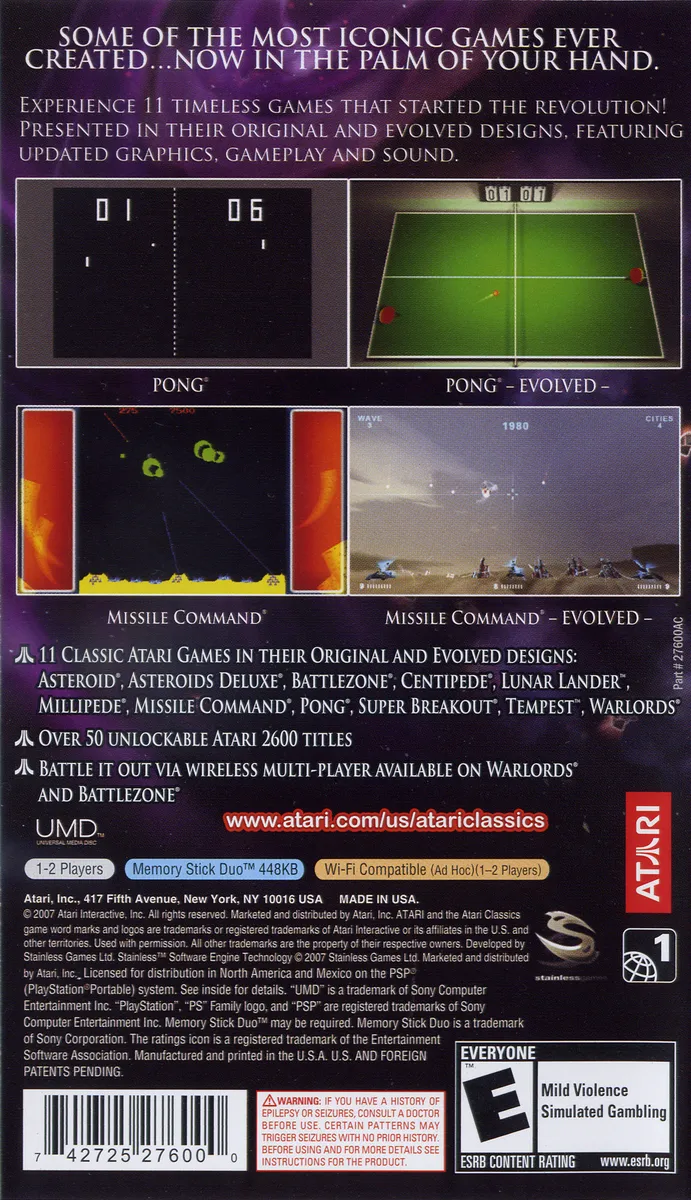 Atari Classics -Evolved- box back