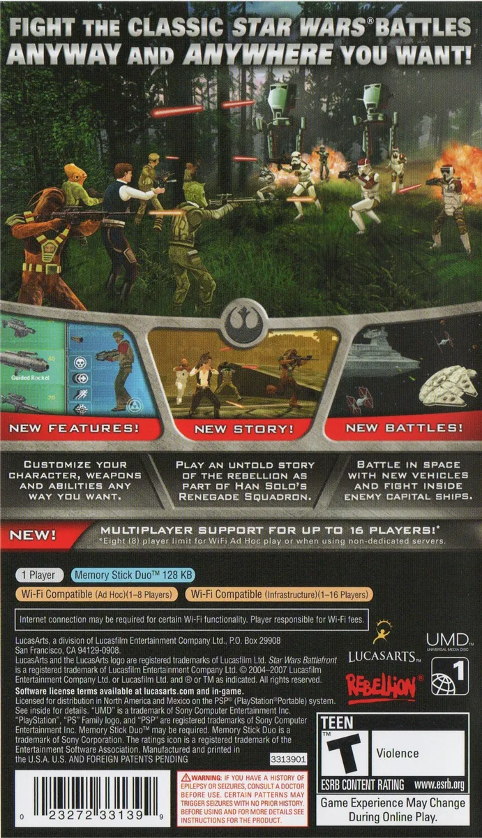 Star Wars Battlefront: Renegade Squadron box back