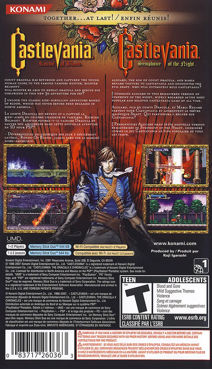 Castlevania: The Dracula X Chronicles box back