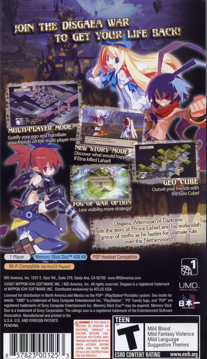 Disgaea: Afternoon of Darkness box back