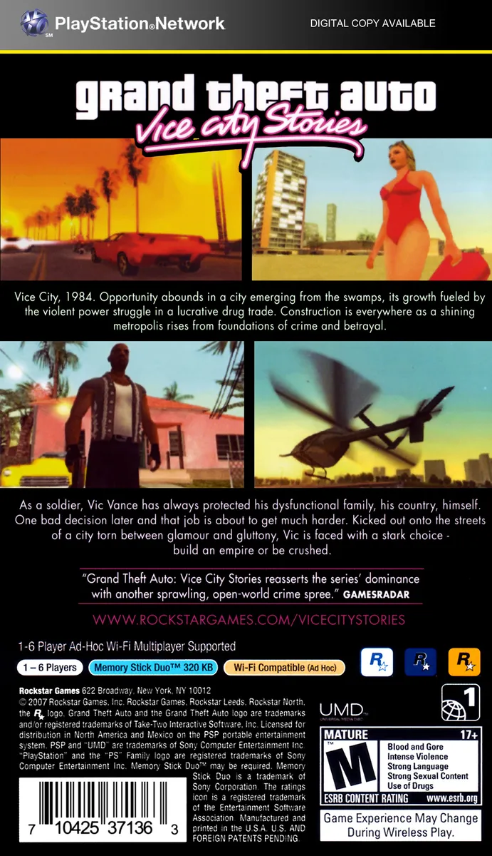 Grand Theft Auto: Vice City Stories box back