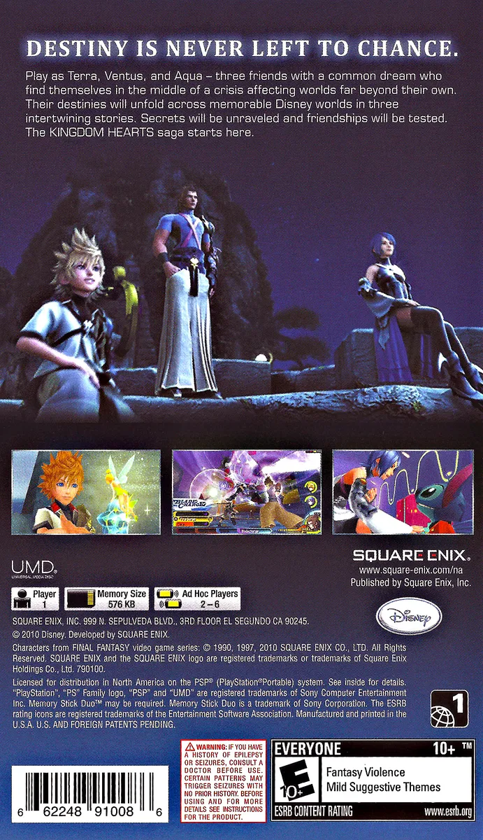 Kingdom Hearts: Birth by Sleep box back