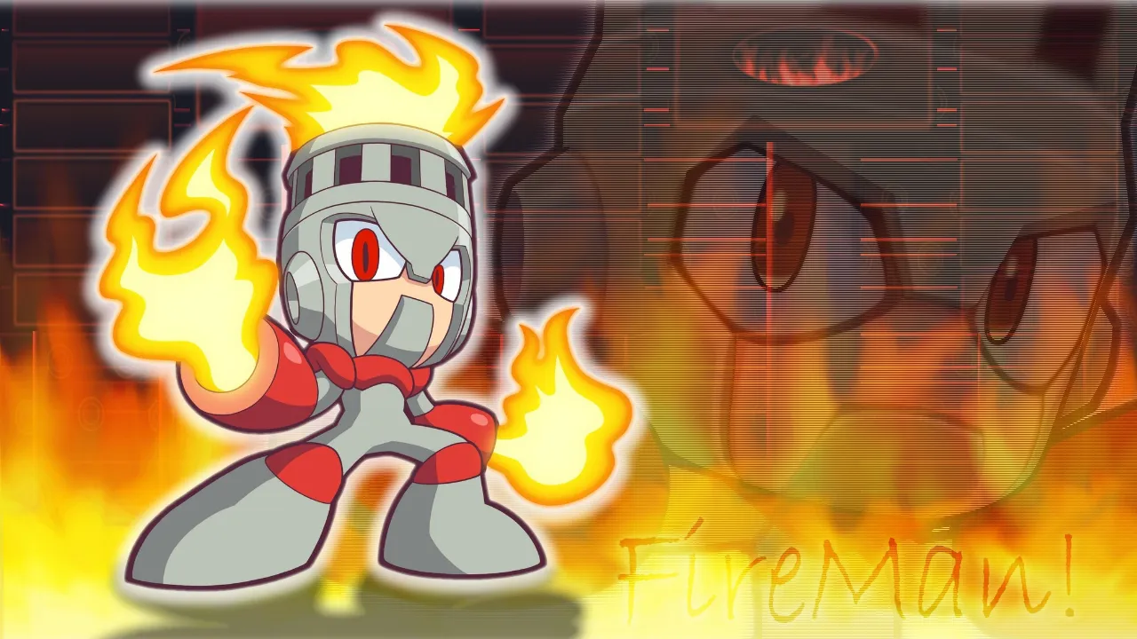 Backdrop artwork for Mega Man Powered Up