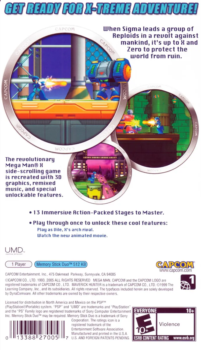 Mega Man Maverick Hunter X box back