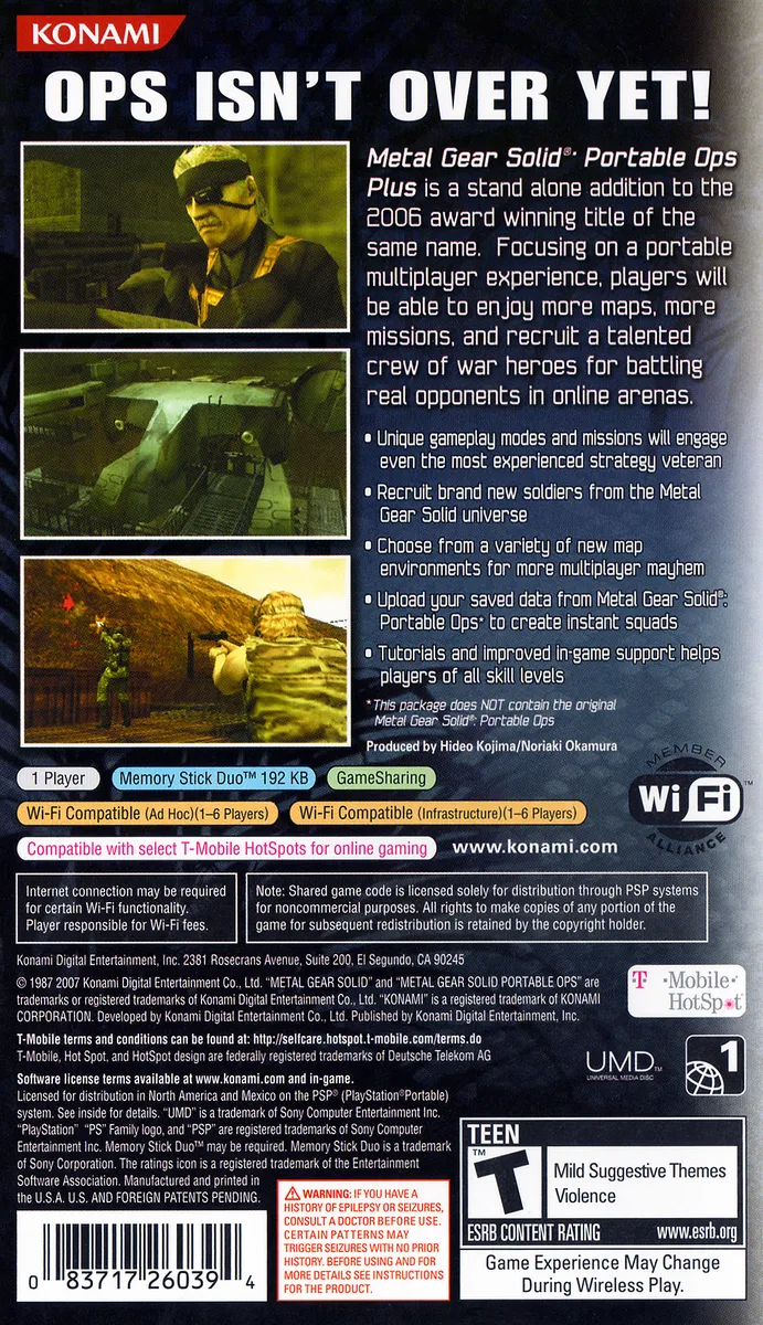 Metal Gear Solid: Portable Ops Plus box back