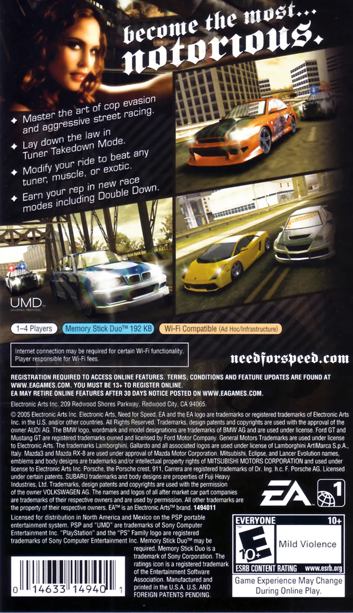 Need for Speed: Most Wanted 5-1-0 box back