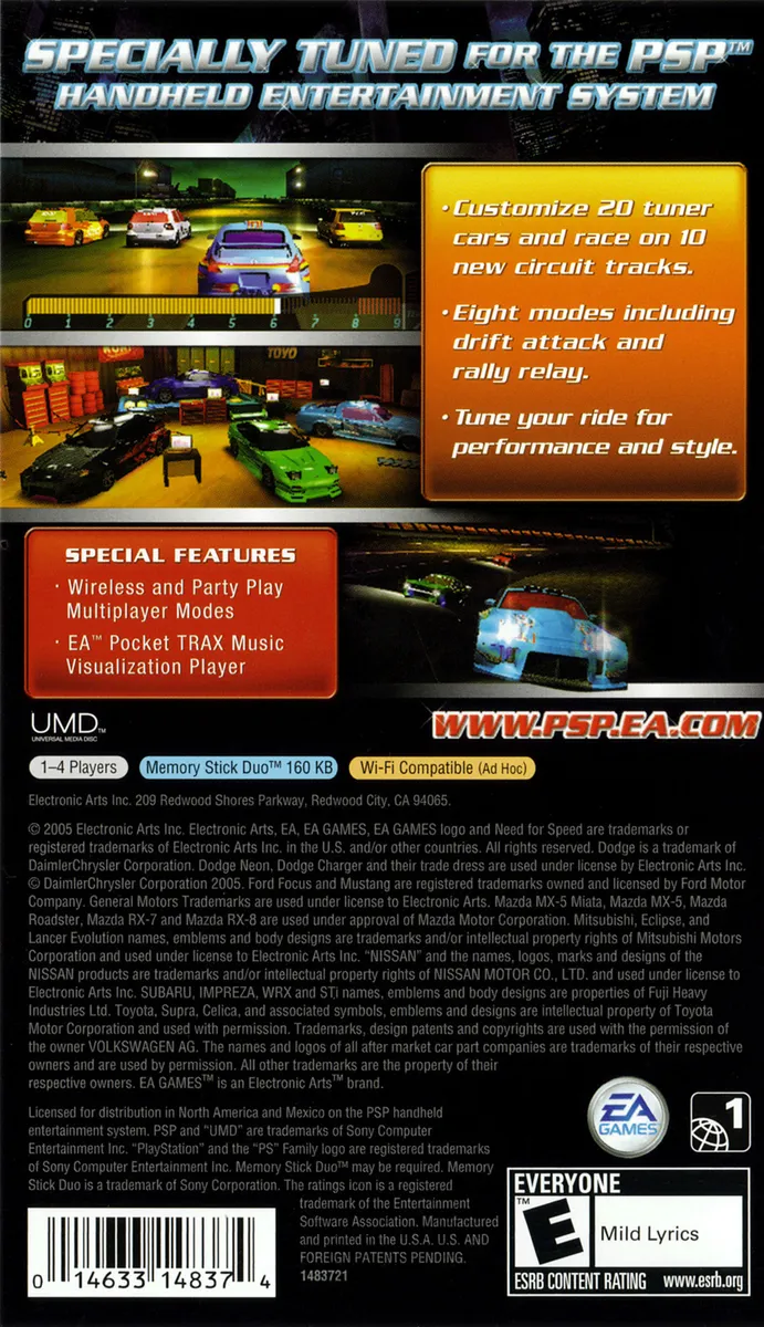Need for Speed: Underground Rivals box back