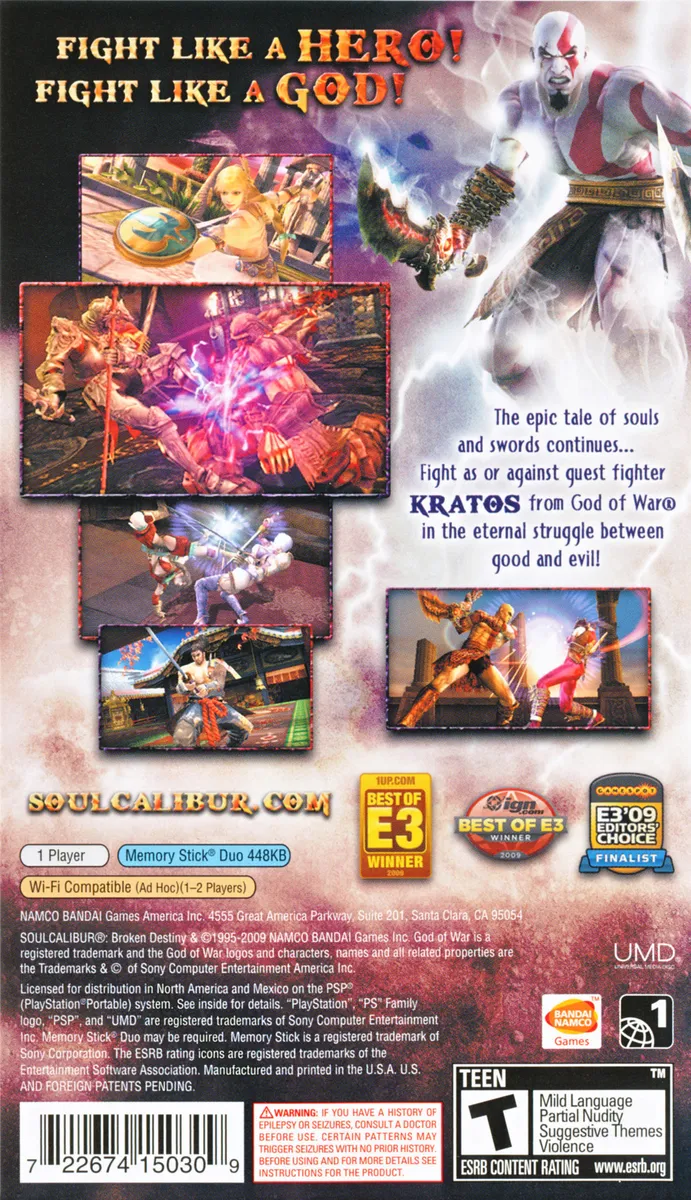 Soul Calibur: Broken Destiny box back