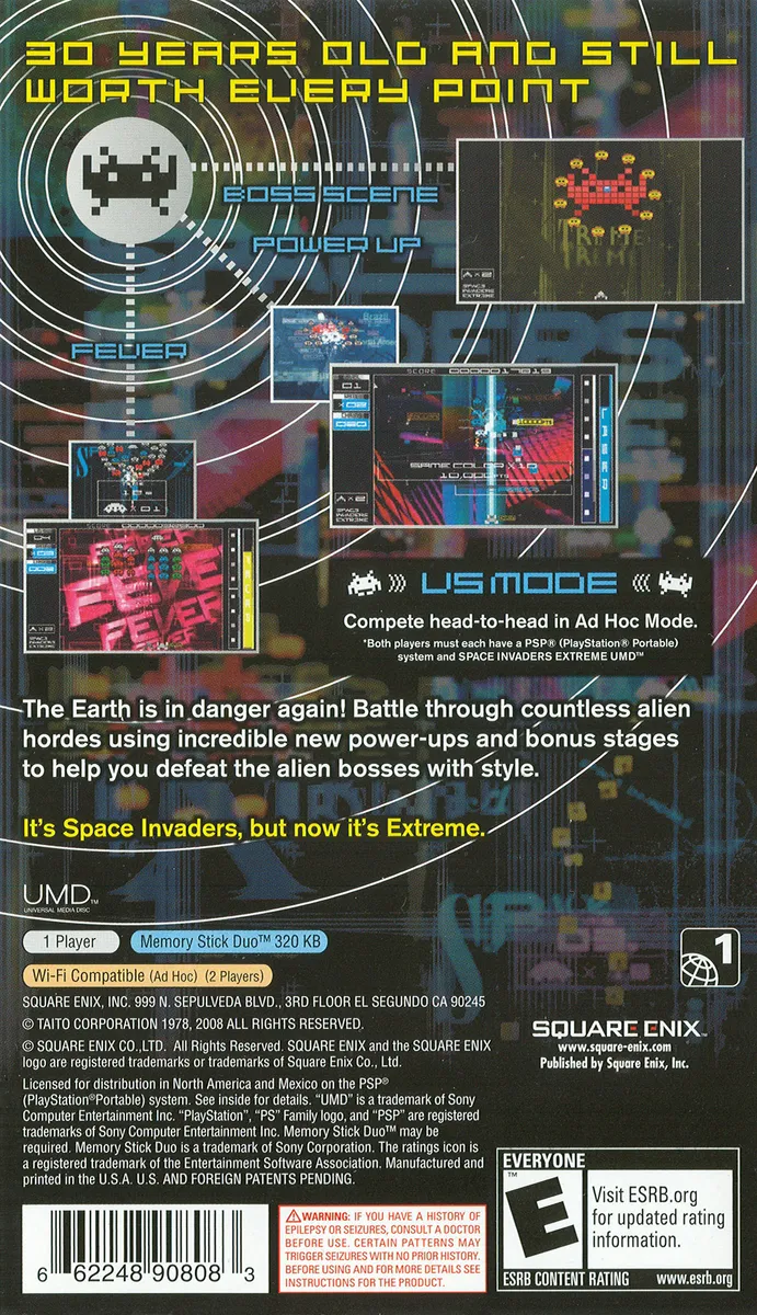 Space Invaders Extreme box back
