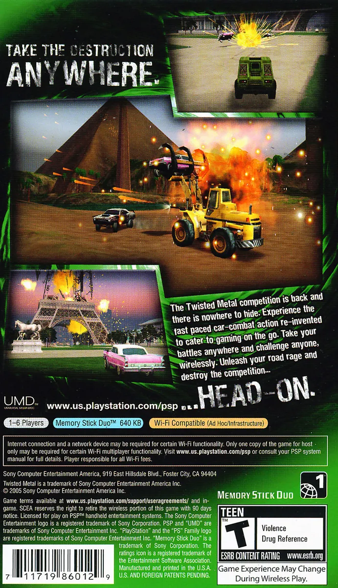 Twisted Metal: Head-On box back