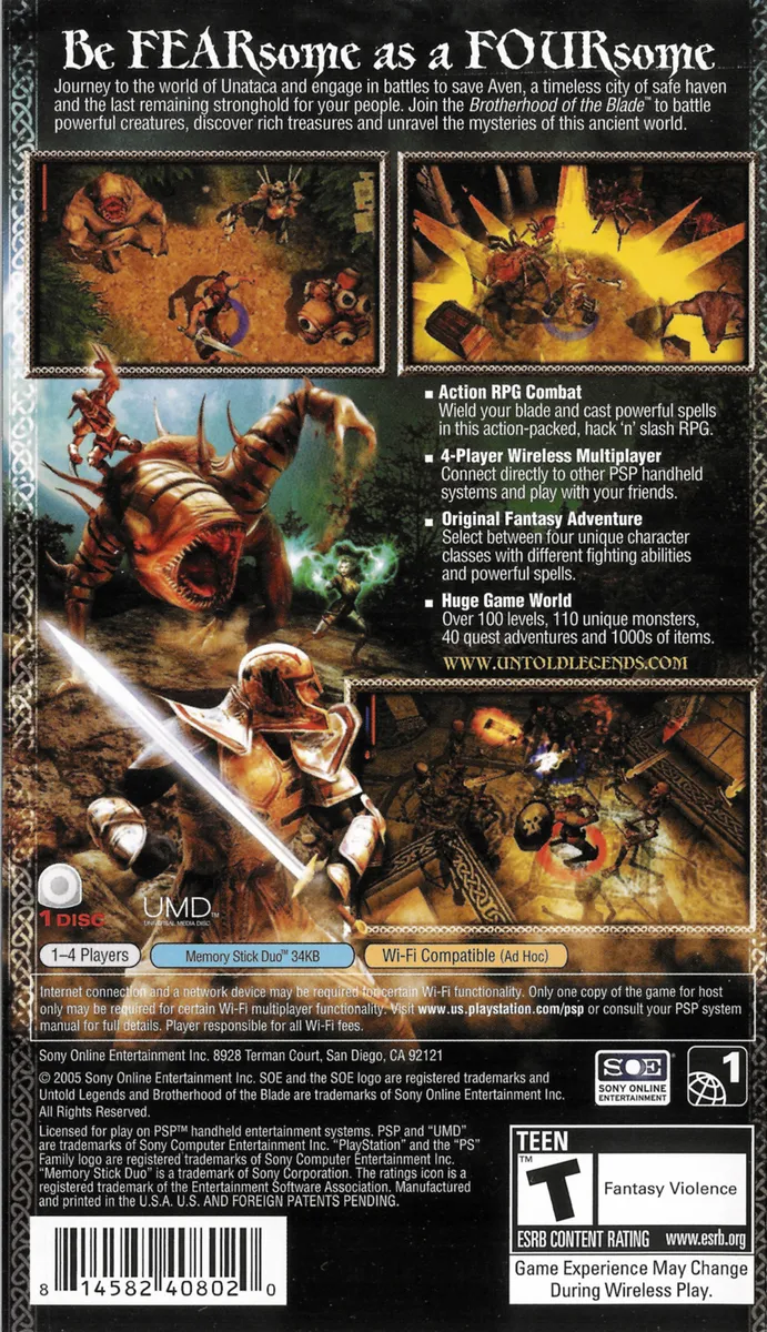 Untold Legends: Brotherhood of the Blade box back