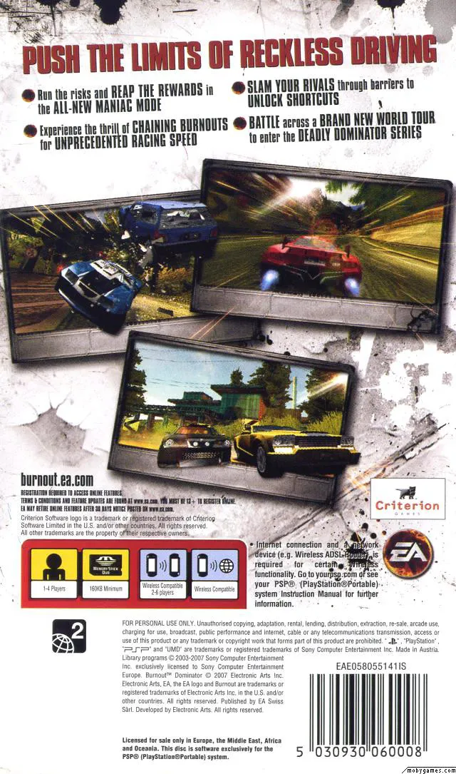 Burnout Dominator box back