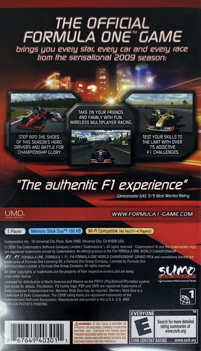 F1 2009 box back