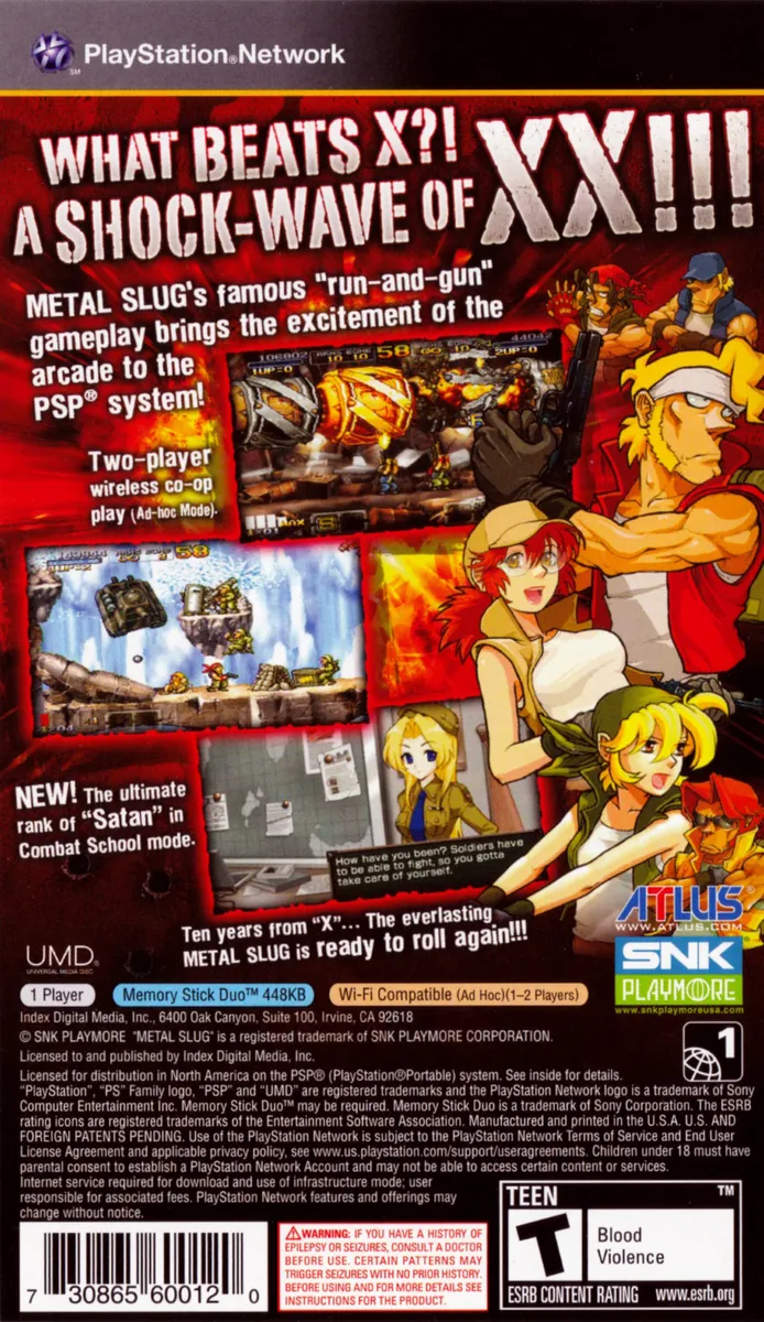 Metal Slug XX box back