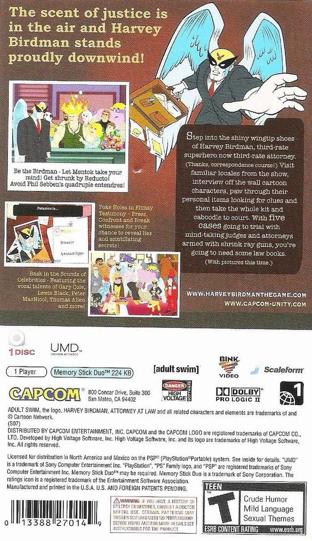 Harvey Birdman: Attorney at Law box back