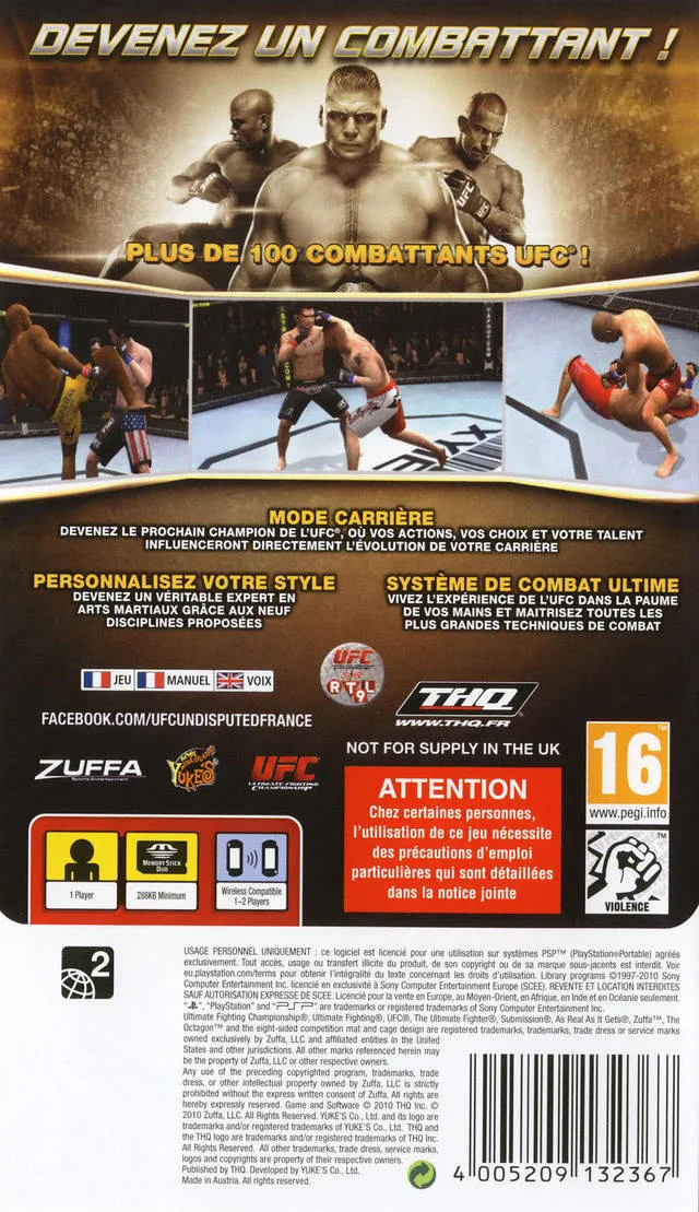 UFC Undisputed 2010 box back