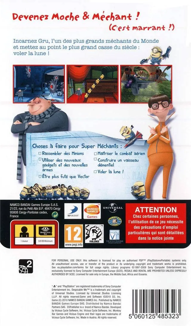 Despicable Me: The Game box back