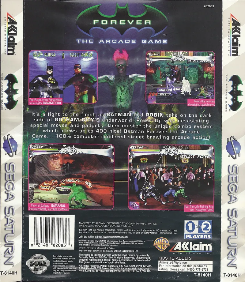 Batman Forever: The Arcade Game box back