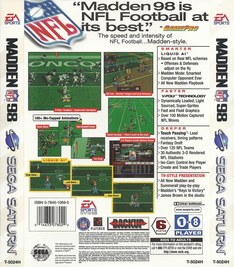 Madden NFL 98 box back