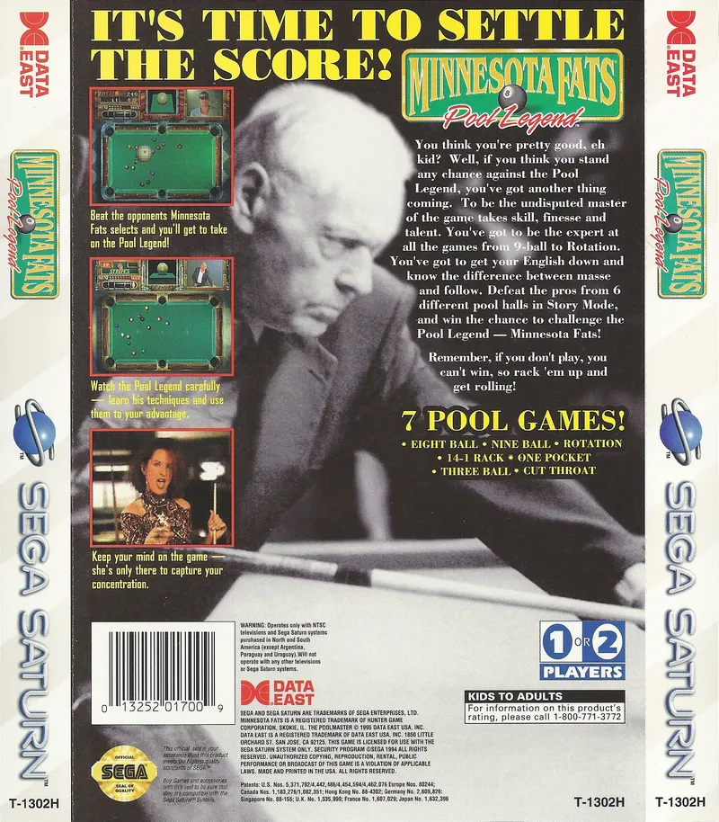 Minnesota Fats: Pool Legend box back