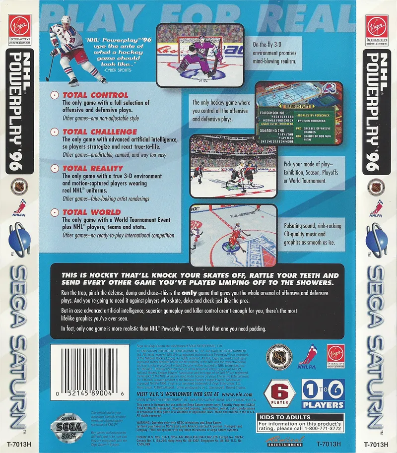 NHL Powerplay '96 box back
