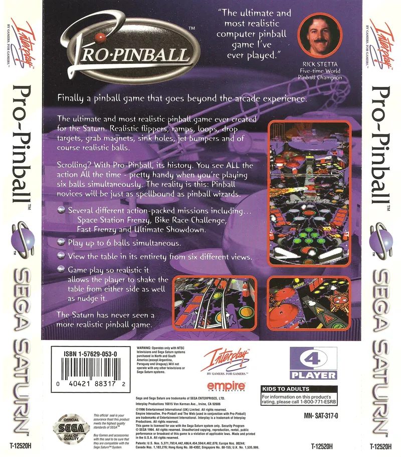 Pro Pinball box back
