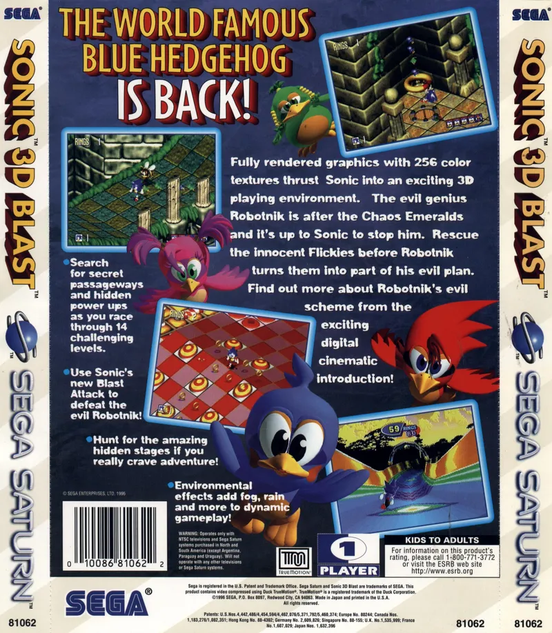 Sonic 3D Blast box back