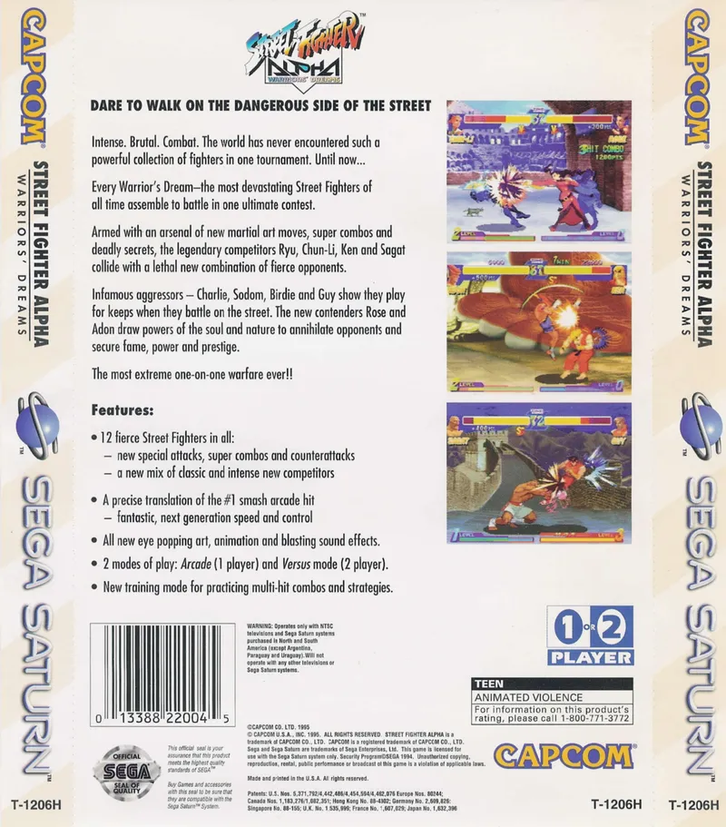 Street Fighter Alpha: Warriors' Dreams box back