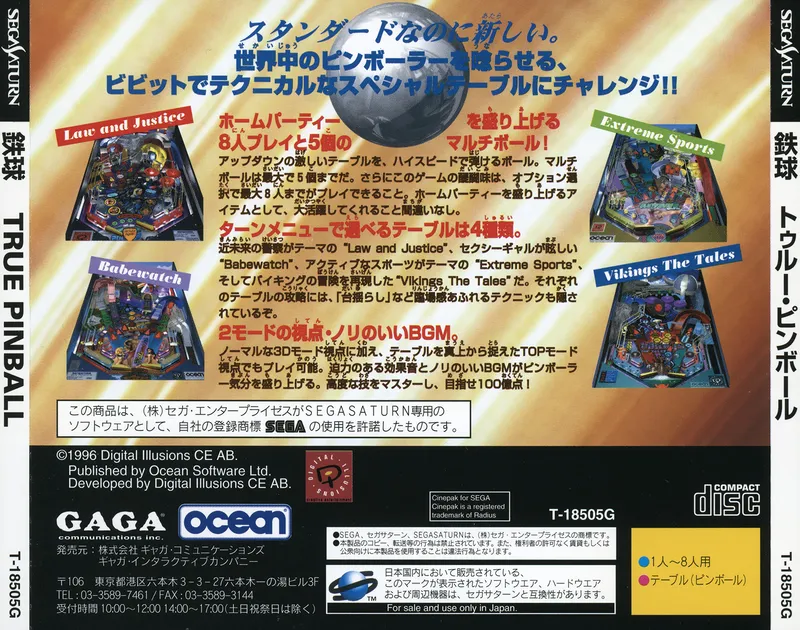 True Pinball box back