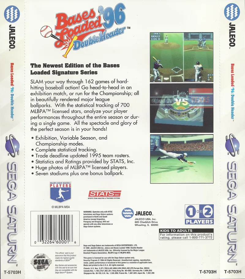 Bases Loaded '96: Double Header box back