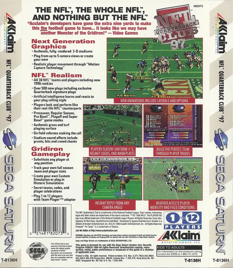 NFL Quarterback Club 97 box back