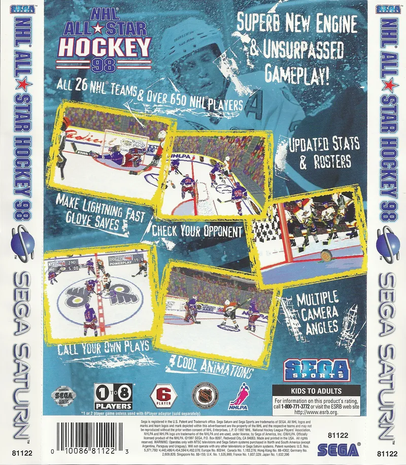 NHL All-Star Hockey '98 box back