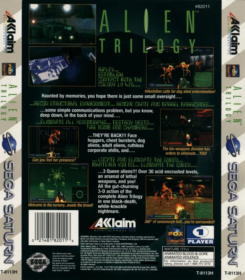 Alien Trilogy box back