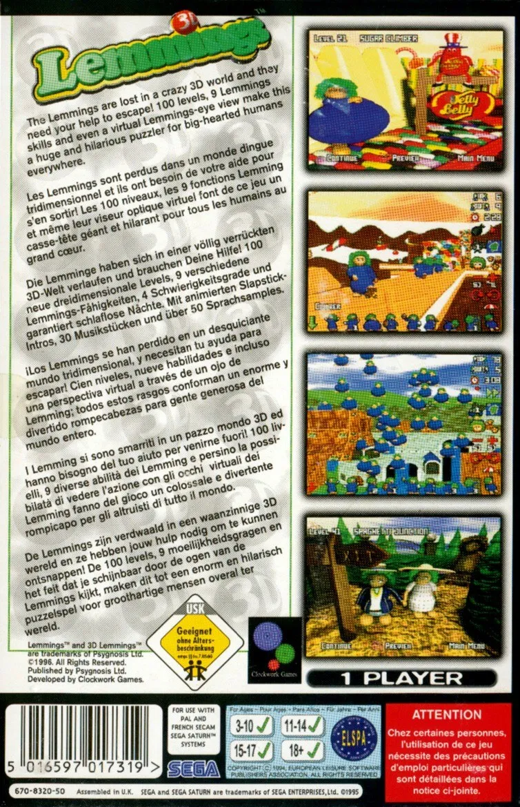 3D Lemmings box back